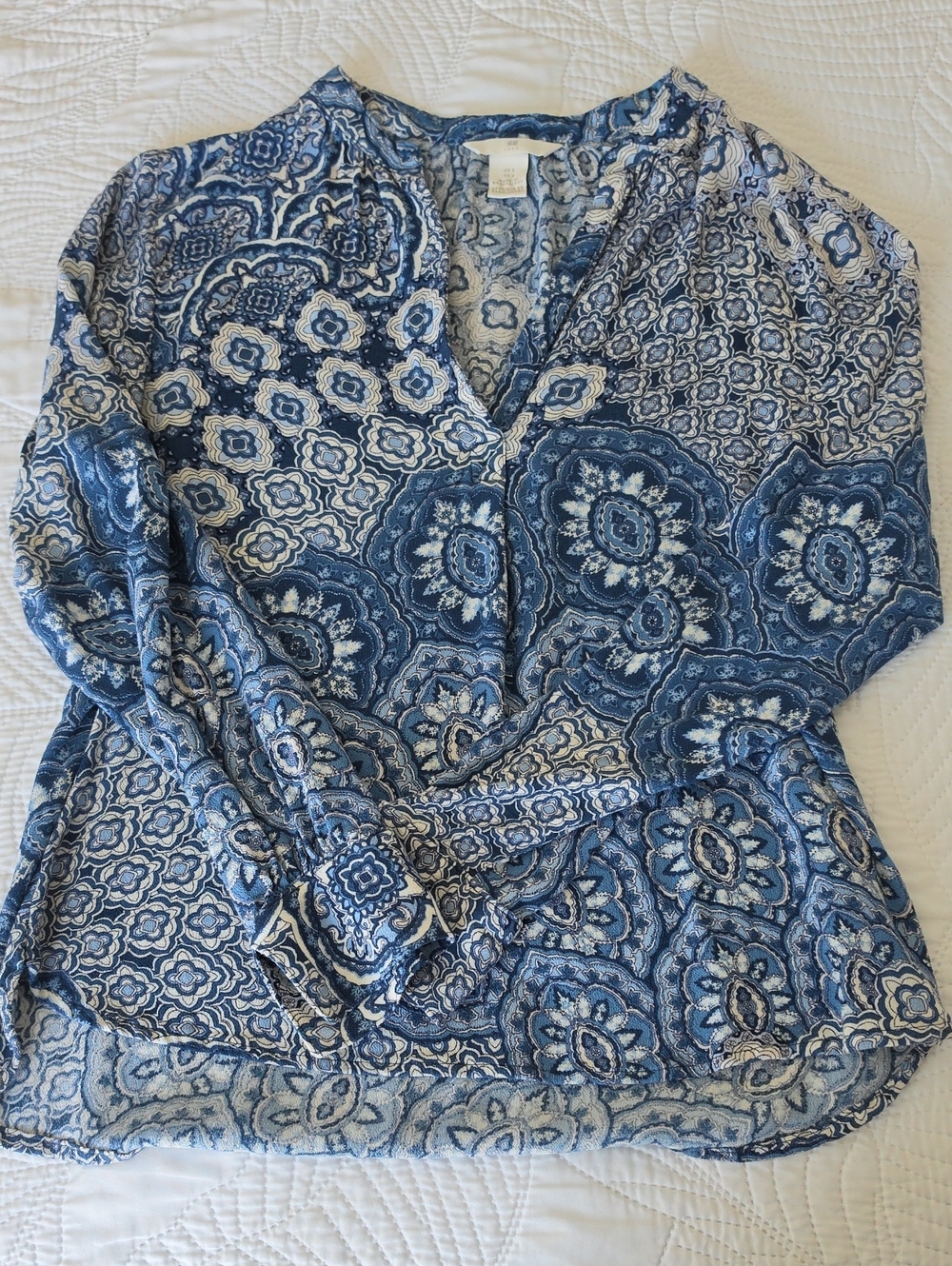 H&M Blue Paisley and Medallion Print Blouse